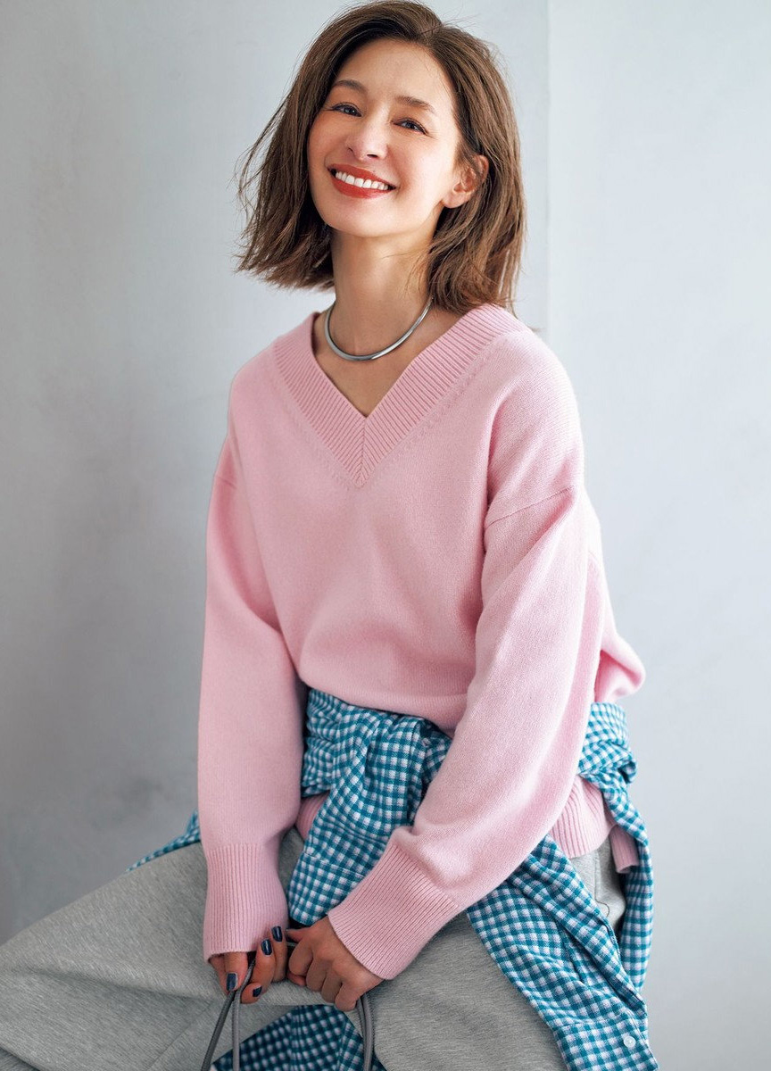 喀什米爾混紡V領針織衫